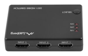 SWITCH VIDEO LANBERG 3 X HDMI + MICRO USB NEGRO CONTROL REMOTO