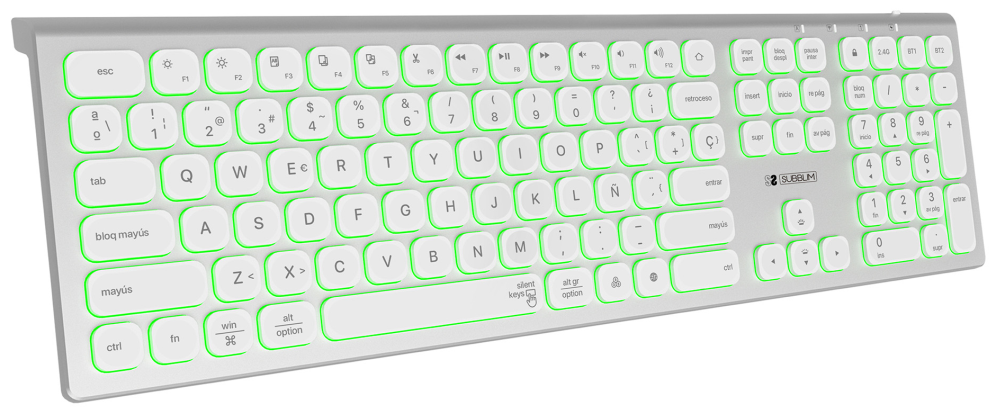 TECLADO SUBBLIM KEYBOARD MASTER BLUETOOTH RETROILUMINADO SILVER/BLACK