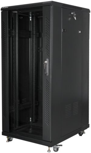 ARMARIO LANBERG RACK 19" 27U 600X800 FLAT PACK NEGRO PUERTA CRISTAL CON LCD