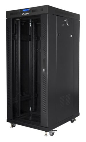 ARMARIO LANBERG RACK 19" 27u 800X1000 FLAT PACK NEGRO PUERTA CRISTAL CON LCD