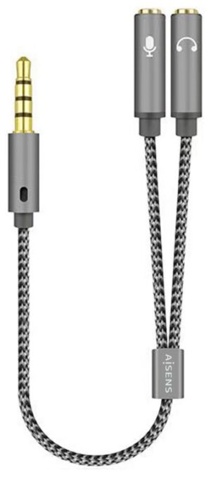 CABLE ADAPTADOR AISENS AUDIO JACK 3.5 4P/M-2XJACK 3.5 3P/H 25CM