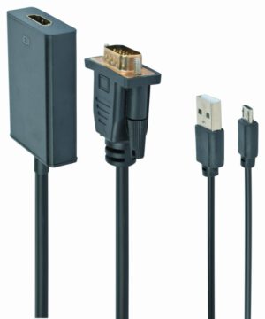 CABLE ADAPTADOR GEMBIRD VGA MACHO A HDMI HEMBRA 0,15M CON AUDIO 3,5MM