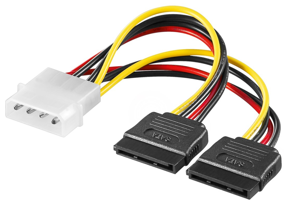 CABLE ALIMENTACION PC EWENT MACHO 5,25 PULGADAS A 2X SATA 0,13M