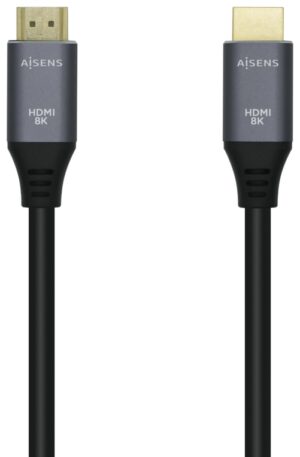 CABLE HDMI AISENS V2.1 ULTRA ALTA VELOCIDAD 8K60HZ M/M 0.5M GRIS NEGRO