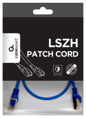 CABLE RED S-FTP GEMBIRD CAT 6A LSZH AZUL 0,5 M