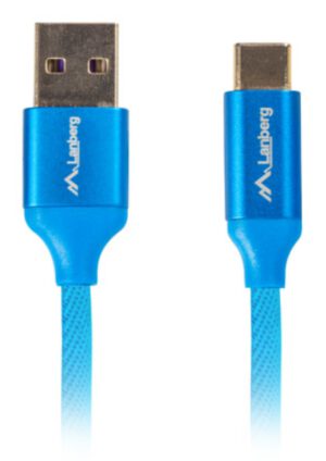 CABLE USB LANBERG 2.0 MACHO/USB C MACHO QUICK CHARGE 3.0 1.8M AZUL