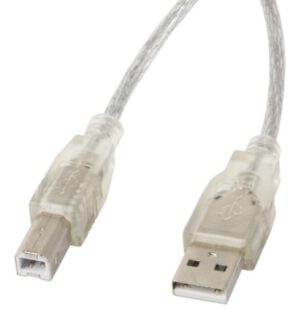 CABLE USB LANBERG USB-A MACHO A USB-B MACHO FERRITA 5M TRANSPARENTE