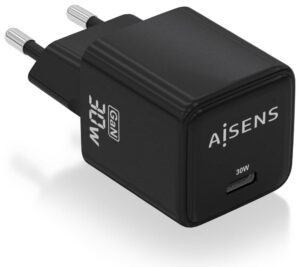CARGADOR AISENS GAN 30W 1XUSB-C PD3.0 QC4.0 NEGRO