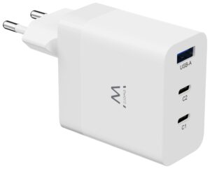 CARGADOR MOVIL EWENT CARGA RAPIDA PUERTOS 2 USB-C Y 1 USB-A 65W BLANCO