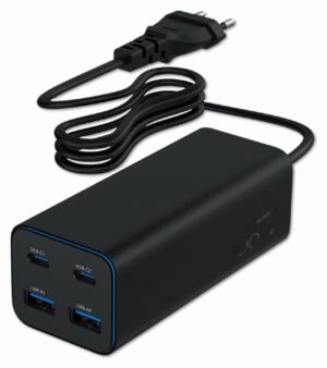 CARGADOR RAPIDO GEMBIRD USB POWERDELIVERY GAN DE 4 PUERTOS 100 W NEGRO