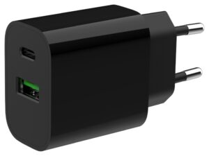 CARGADOR RAPIDO USB GEMBIRD DE 2 PUERTOS Y 20 W, NEGRO