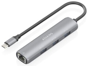 DOCK AISENS USB-C A ETHERNET GIGABIT HUB 3XUSB-A GRIS 15CM