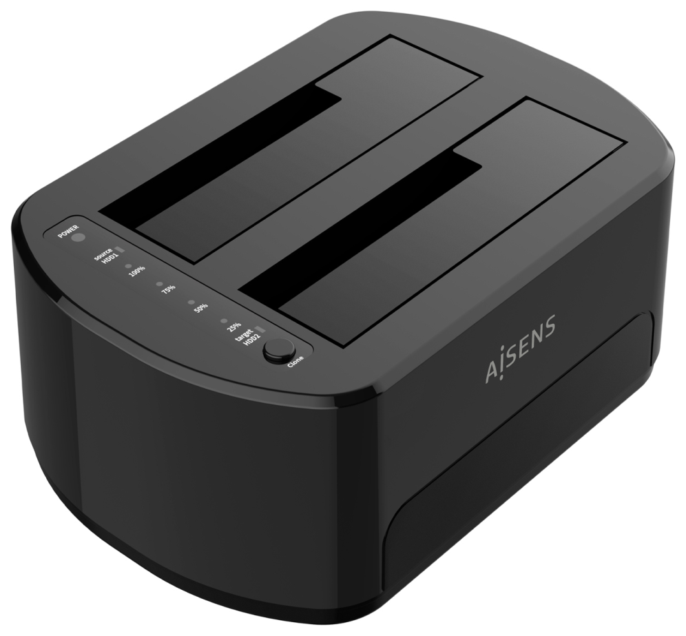 ESTACION DOCKING AISENS DOBLE ASDS-D03B SATA 2.5 3.5 A USB 3.0 3.1 GEN1 CLONE