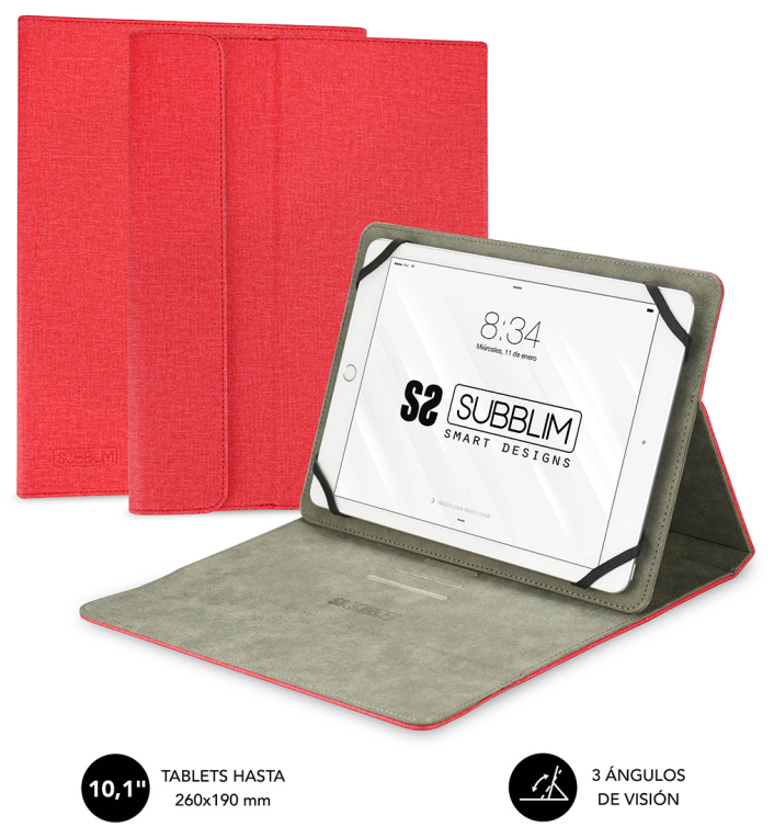 FUNDA TABLET SUBBLIM CLEVER STAND TABLET CASE 10,1" RED