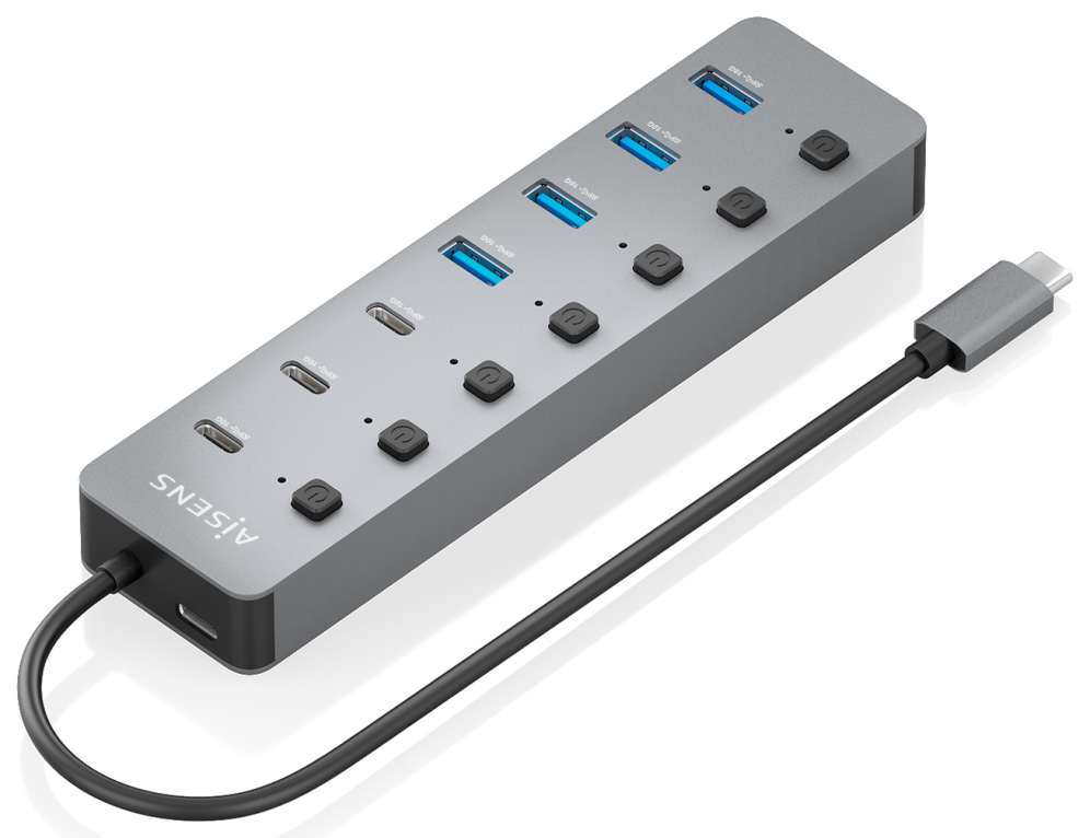 HUB AISENS USB3.2 Gen2 10G USB-C-4xUSB-A+3xUSB-C+1xUSB-C PD3.0 100W 30CM