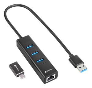 HUB USB SHARKOON 3X3.2 GEN 1 + RJ45 ALUMINIO NEGRO