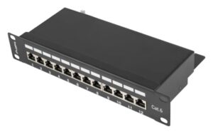 PATCH PANEL LANBERG 12 PUERTOS 1U 10" CAT.6 BLINDADO NEGRO