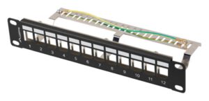 PATCH PANEL LANBERG 12 PUERTOS 1U RACK 10 FTP PARA MODULOS KEYSTONE NEGRO