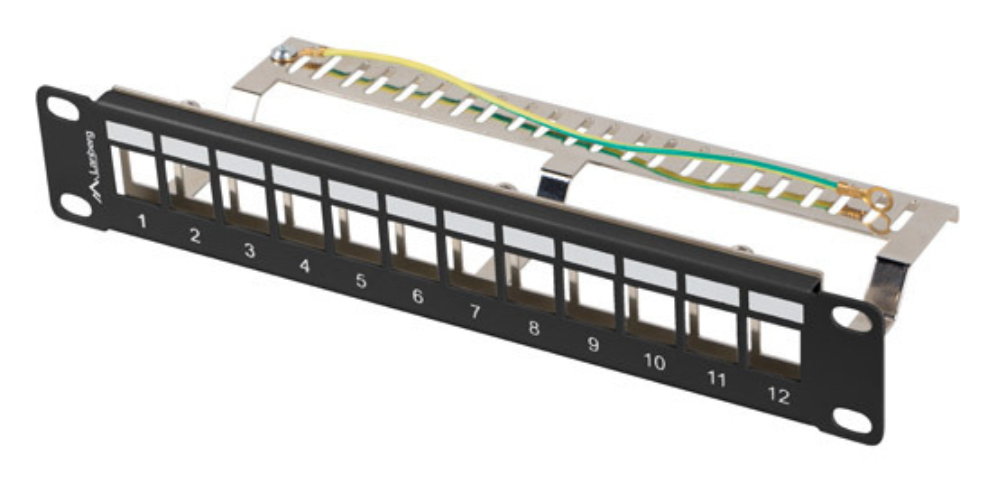 PATCH PANEL LANBERG 12 PUERTOS 1U RACK 10 FTP PARA MODULOS KEYSTONE NEGRO