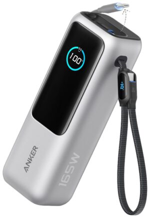 POWER BANK ANKER 25K 165W BUILT-IN USB C CABLE RETRACTIL SILVER