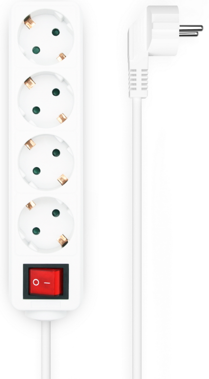 REGLETA AISENS BASE 4 TOMAS INTERRUPTOR CABLE 3x1.5MM2 1.4M BLANCO