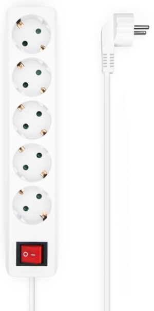 REGLETA AISENS BASE 5 TOMAS INTERRUPTOR CABLE 3x1.5MM2 1.4M BLANCO