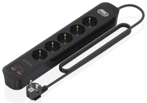 REGLETA ENCHUFES AISENS MULTIFUNCION 5 TOMAS+2xUSB-C 2xUSB-A 1.4M NEGRO
