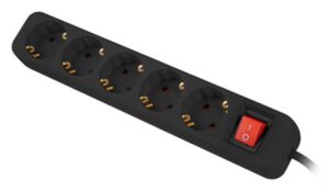 REGLETA LANBERG 5 TOMAS SCHUKO CON PROTECION NEGRA 3M