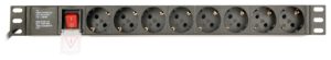 REGLETA RACK GEMBIRD 1U 16A 8 TOMAS NEGRO 3 M CON INTERRUPTOR