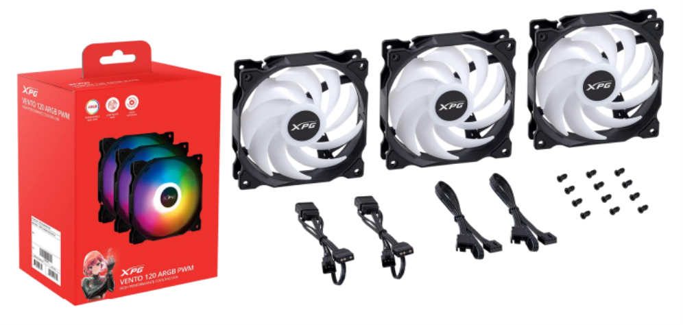 VENTILADOR CAJA XPG VENTO 120MM NEGRO RGB X3