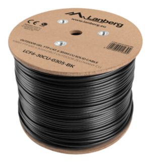 BOBINA CAT.6 LANBERG OUTDOOR FTP RJ45 COBRE GEL-FILLED FLUKE AWG24 305M NEGRO