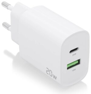 CARGADOR AISENS 20W 1XUSB-C PD3.0 1XUSB-A QC3.0 BLANCO