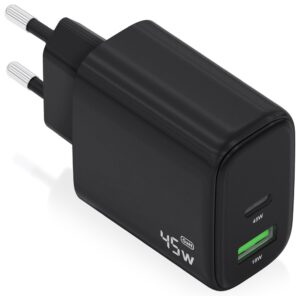 CARGADOR AISENS GAN 45W 1XUSB-C PD3.0 QC4.0 1XUSB-A QC3.0 NEGRO