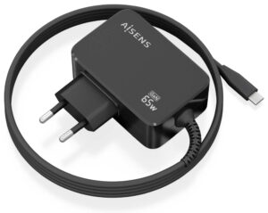 CARGADOR AISENS GAN 65W PD3.0 1XUSB-C 1.8M NEGRO