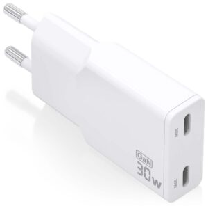 CARGADOR AISENS GAN ULTRA DELGADO 30W 2XUSB-C PD3.0 QC4.0 BLANCO