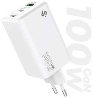 CARGADOR SUBBLIM GAN 100W USB-C 3 PUERTOS 2X USB-C + 1X USB-A BLANCO