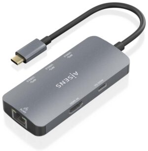 HUB AISENS USB-C DOCK 6 EN 1 USB-C A 1XHDMI 1XRJ45 3XUSB-A USB-C PD 15CM