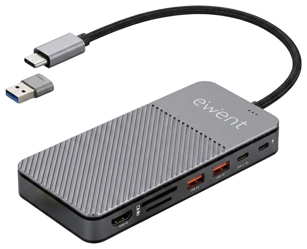 HUB EWENT EW1156 USB-C 8EN1 + CARCASA SSD M.2 NVMe 10GBPS