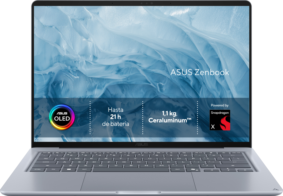 PORTATIL ASUS ZENBOOK UX3480QA-U1144W SNAPDRAGON X1-26-100 16GB 256GB 14" W11H BLUE noAC