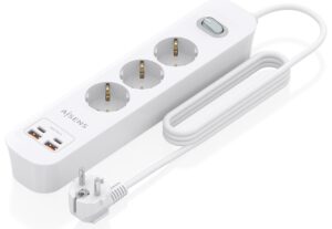 REGLETA ENCHUFES AISENS MULTIFUNCION 3 TOMAS+2xUSB-C 2xUSB-A 1.4M BLANCO