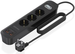 REGLETA ENCHUFES AISENS MULTIFUNCION 3 TOMAS+2xUSB-C 2xUSB-A 1.4M NEGRO