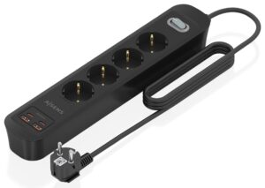 REGLETA ENCHUFES AISENS MULTIFUNCION 4 TOMAS+2xUSB-C 2xUSB-A 1.4M NEGRO