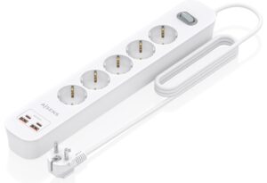 REGLETA ENCHUFES AISENS MULTIFUNCION 5 TOMAS+2xUSB-C 2xUSB-A 1.4M BLANCO