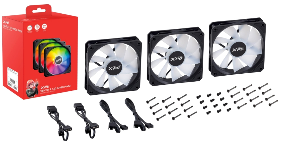 VENTILADOR CAJA XPG VENTOR 120MM NEGRO RGB X3